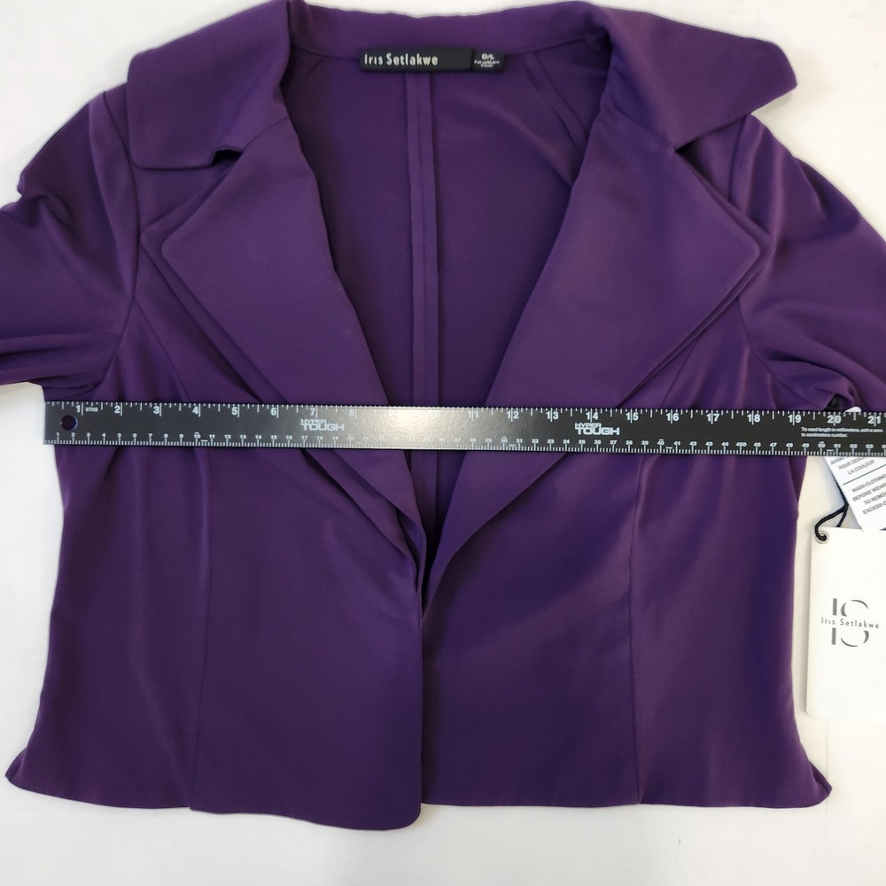 Iris Setlakwe NWT Womens Purple Short Jacket Double Collar L Designer Split Cuff - Picture 7 of 11